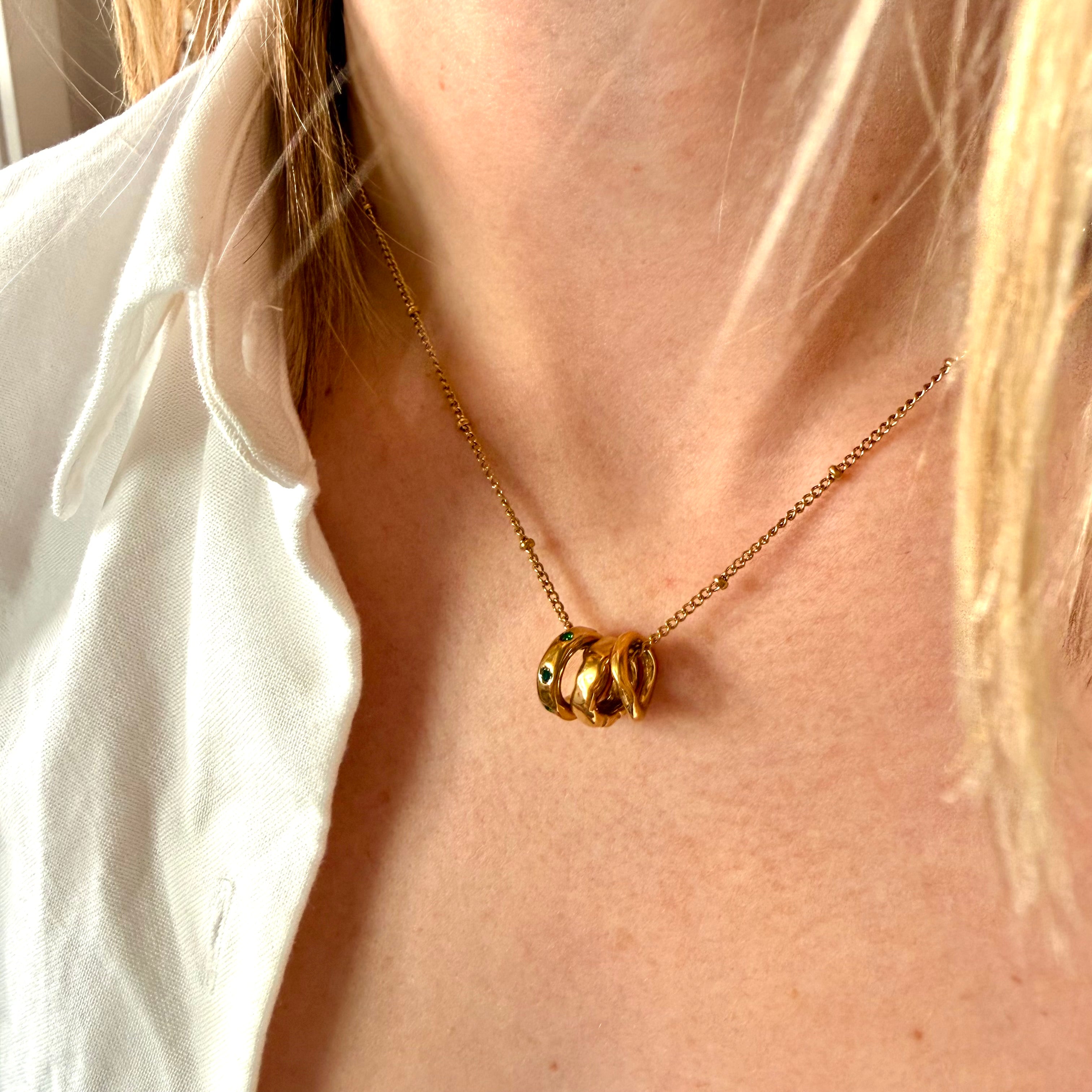 Arlena Emerald Trio Pendant Necklace