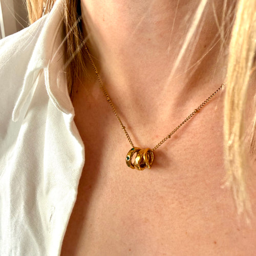 Arlena Emerald Trio Pendant Necklace