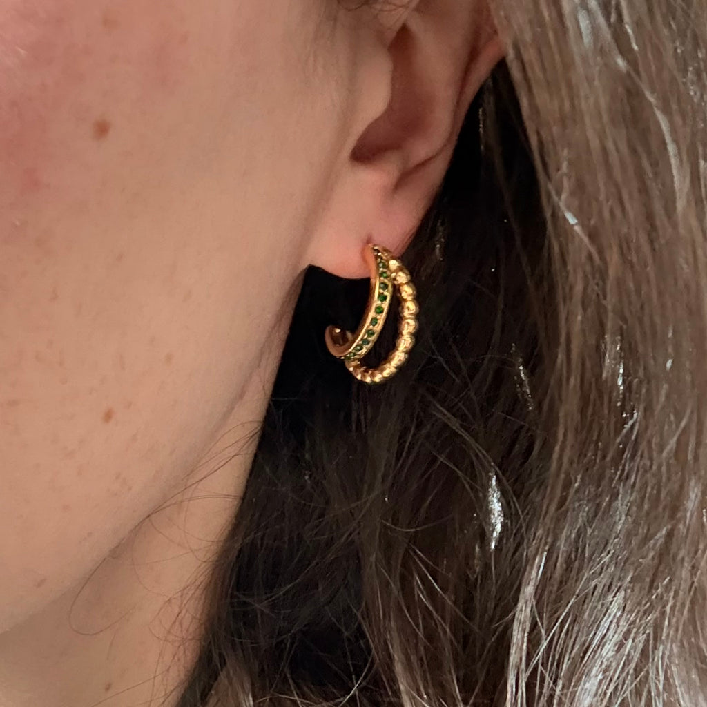 Emerald Half Hoop Earrings