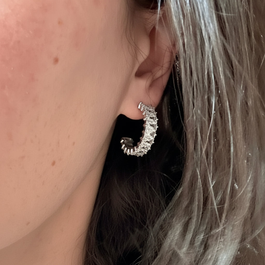Aurette Pavé Half Hoop Earring