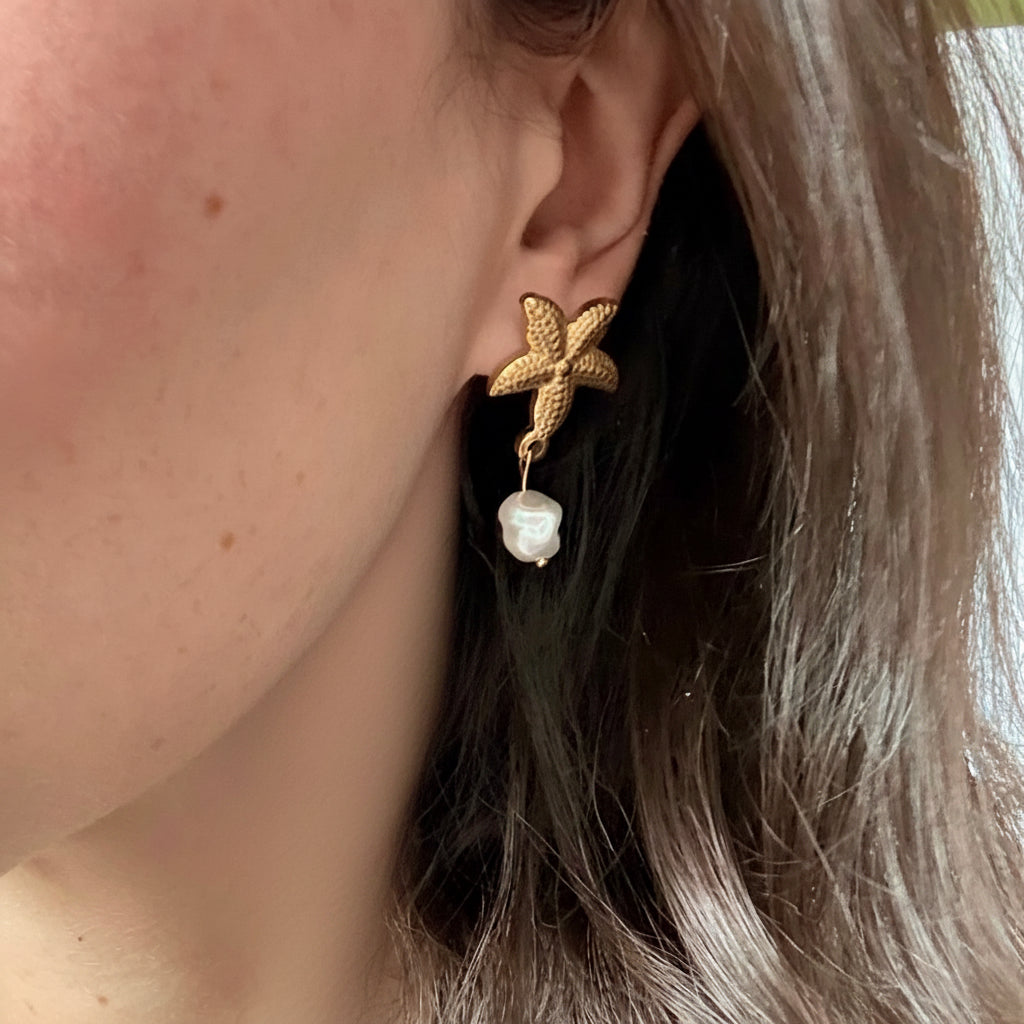 Starfish Freshwater Pearl Earrings