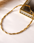 Stainless steel double chain 18k gold necklace for layering waterproof. twisted herringbone necklace gold, flat chain necklace, gold chain necklace