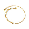 Gold anklet on a white background. paperclip and curb chain anklet, mixed link anklet gold, gold chain anklet