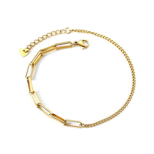 Gold anklet on a white background. paperclip and curb chain anklet, mixed link anklet gold, gold chain anklet