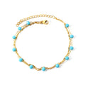 Gold chain and layered turquoise beads anklet. turquoise bead anklet gold, layered anklet, beach anklet