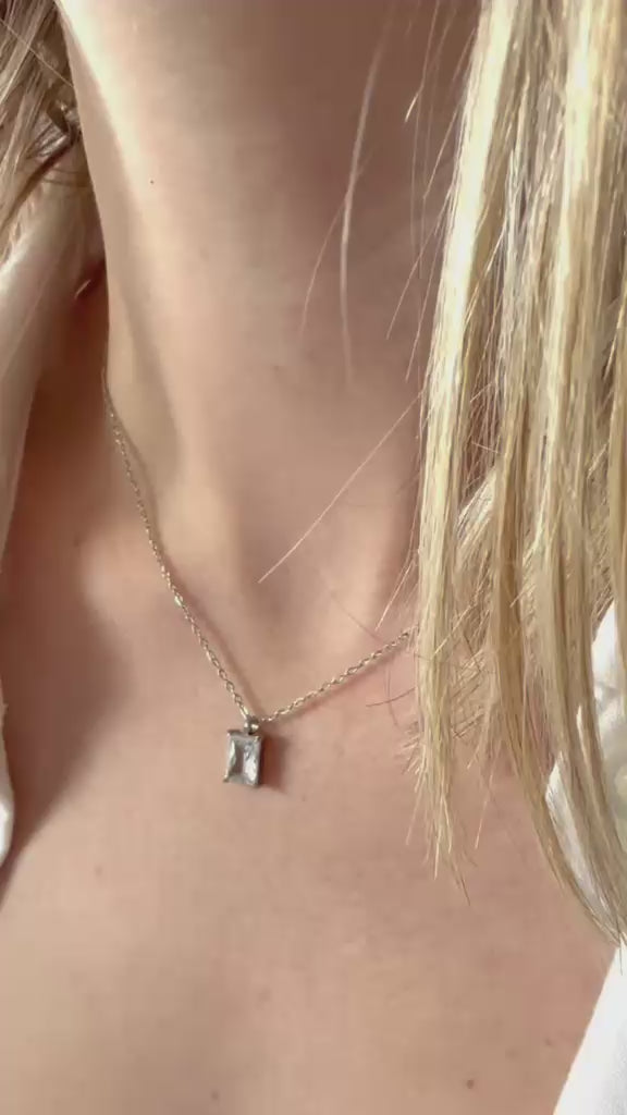 Rectangular zirconia pendant necklace video